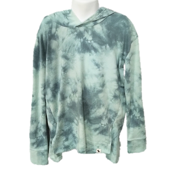 Abercrombie Kids Long-Sleeve Tie-Dye Cozy Hoodie - Turquoise Dye Effect - 7/8 - Picture 2 of 4